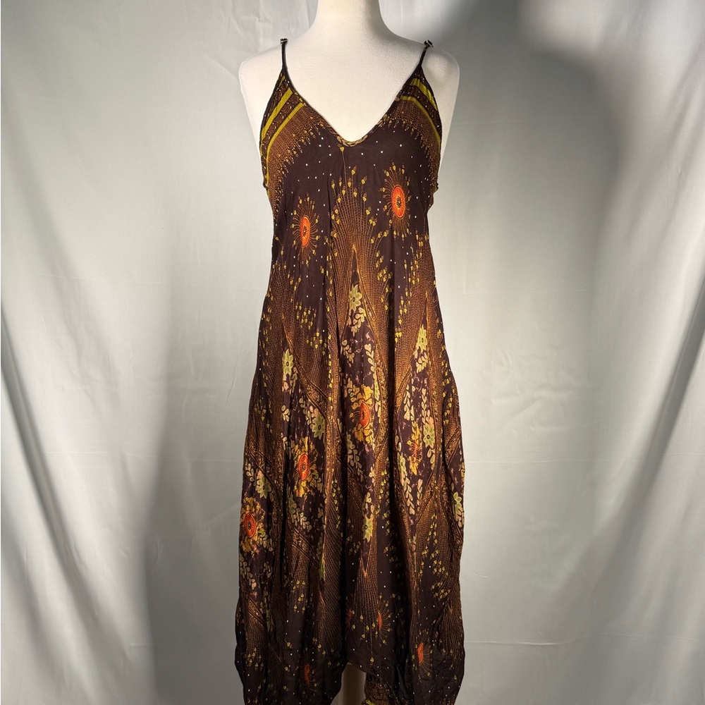 Bohemian Floral Brown Maxi Dress